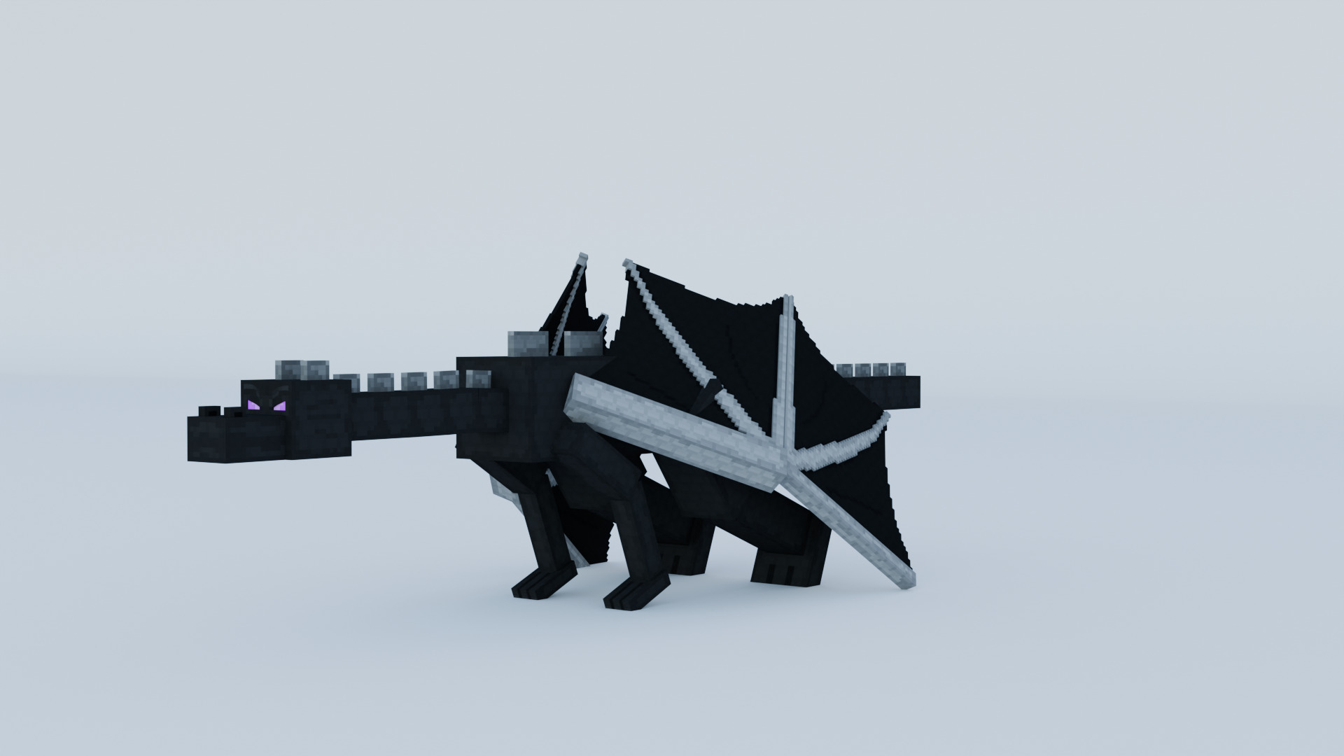 Ender Dragon Minecraft Style Low Poly Rigged Game Ready Low-poly 3D model_16