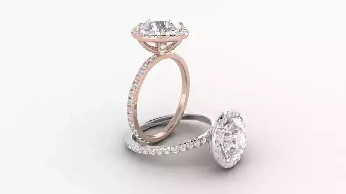 Round Halo Diamond Ring 3D print model
