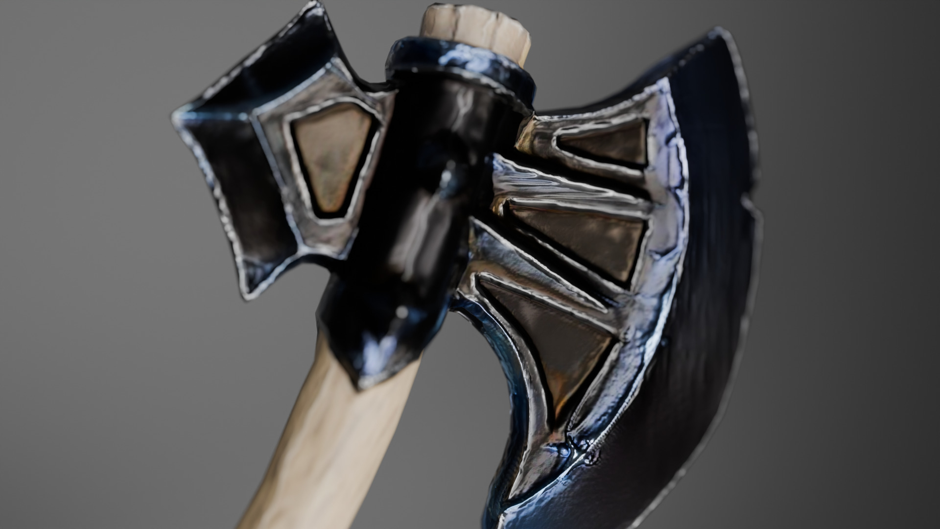 Stylized Fantasy Battle Axe Game-Ready Weapon Low-poly 3D model_1