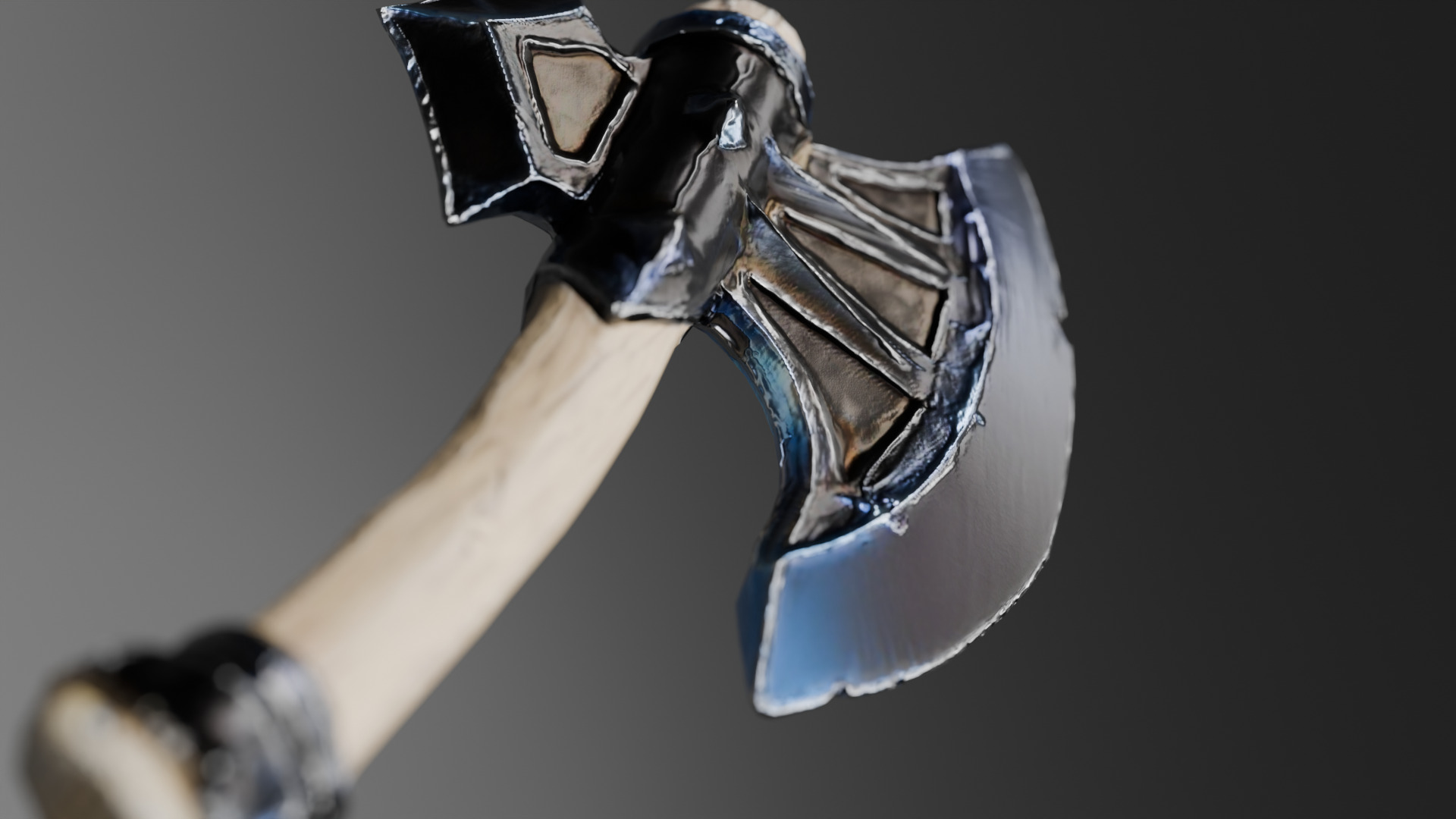 Stylized Fantasy Battle Axe Game-Ready Weapon Low-poly 3D model_2