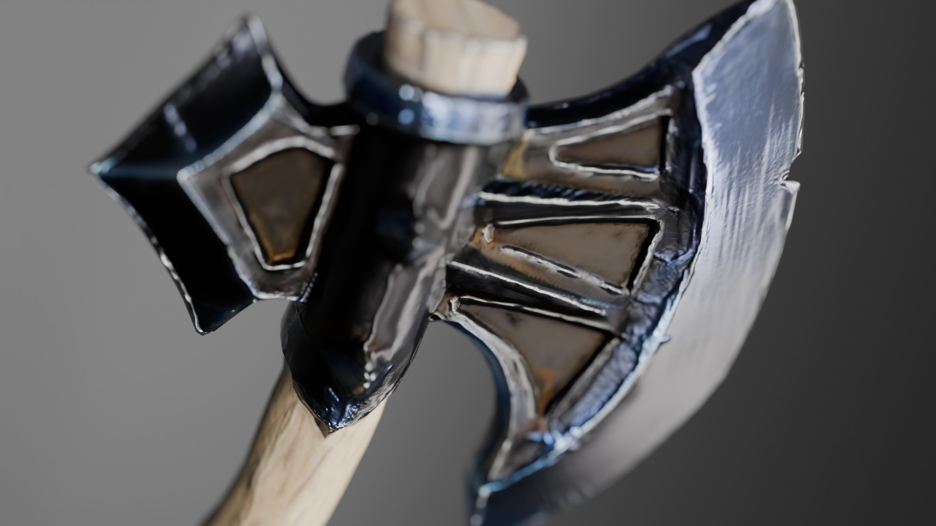 Stylized Fantasy Battle Axe Game-Ready Weapon Low-poly 3D model_3