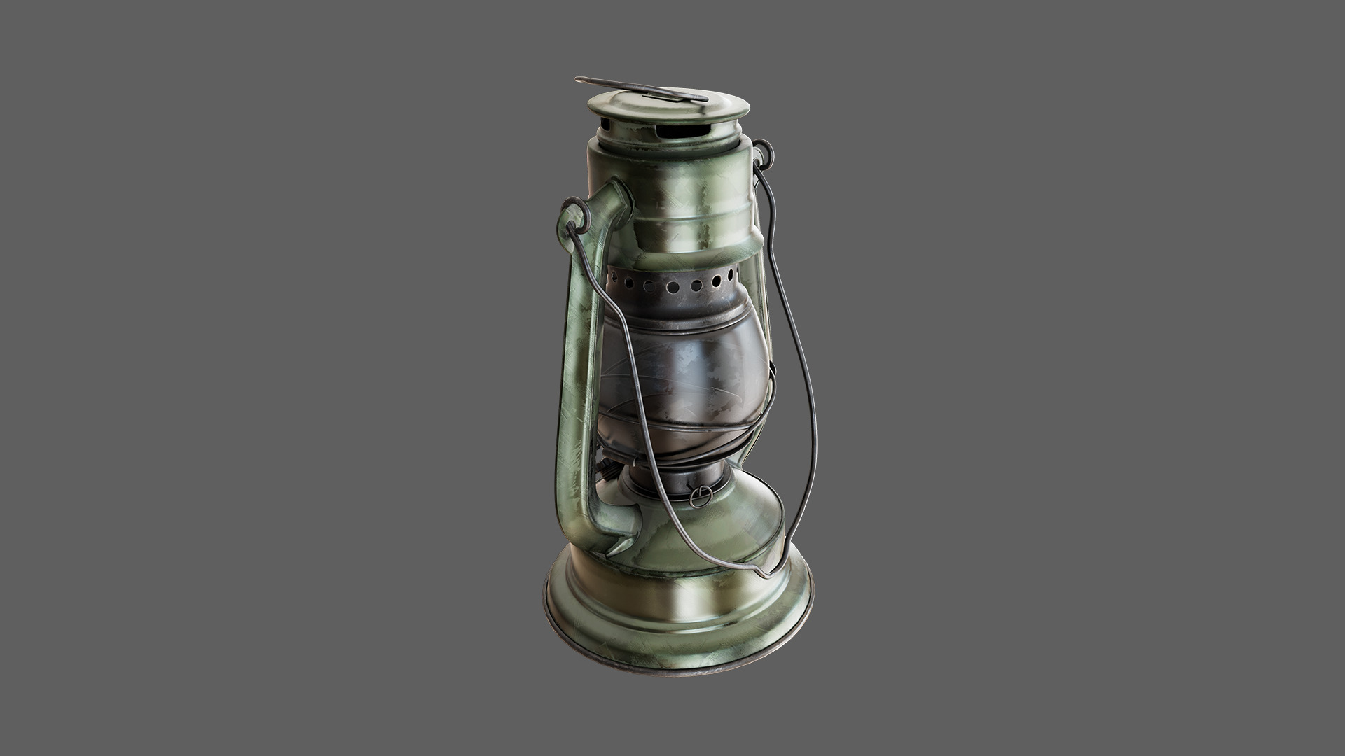 Oil Lamp Low-poly 3D model_6