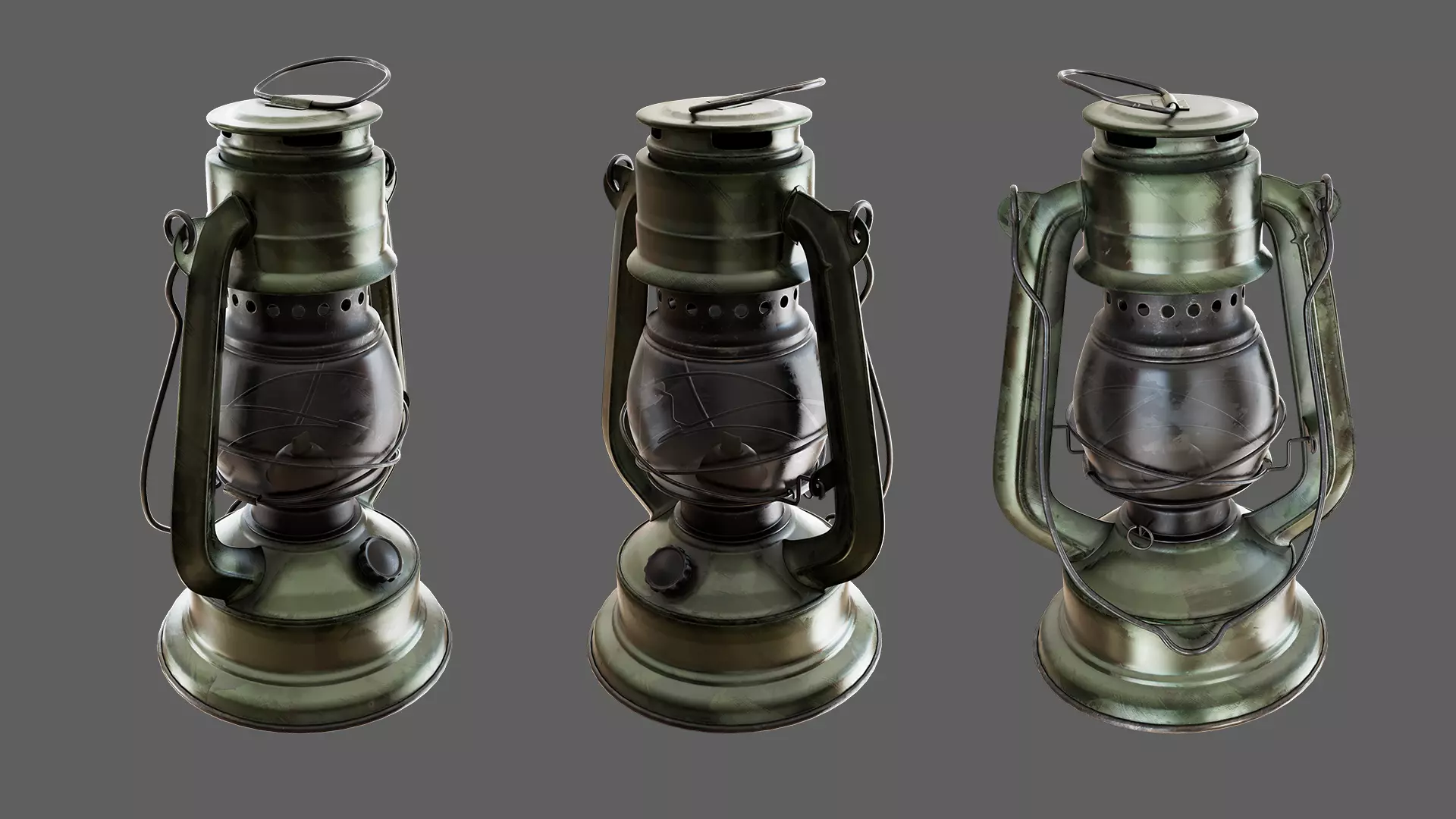 Oil Lamp Low-poly 3D model_0
