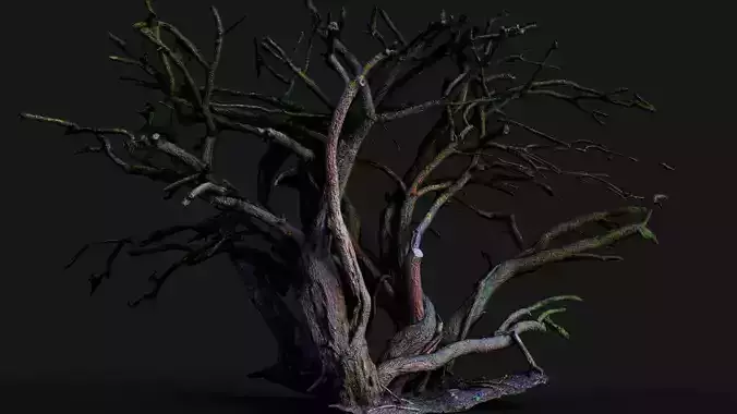 bush dry dense branches PBR photogrammetry
