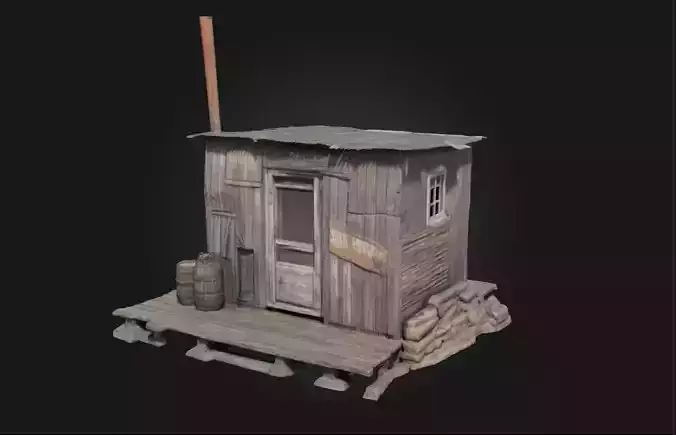 Rustic Shack  Weathered Shelter of Simplicity and Survival 3D model