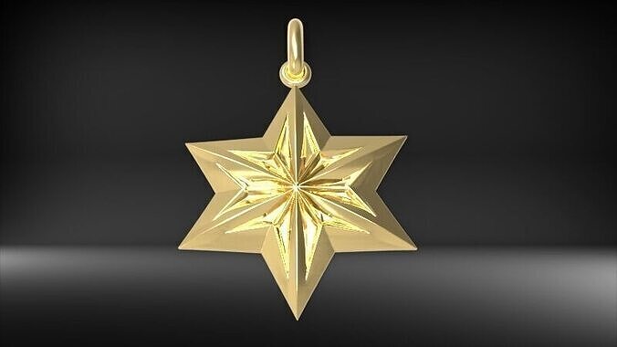 Italian Star 6 point star pendant necklace  earrings jewelry  3D print model