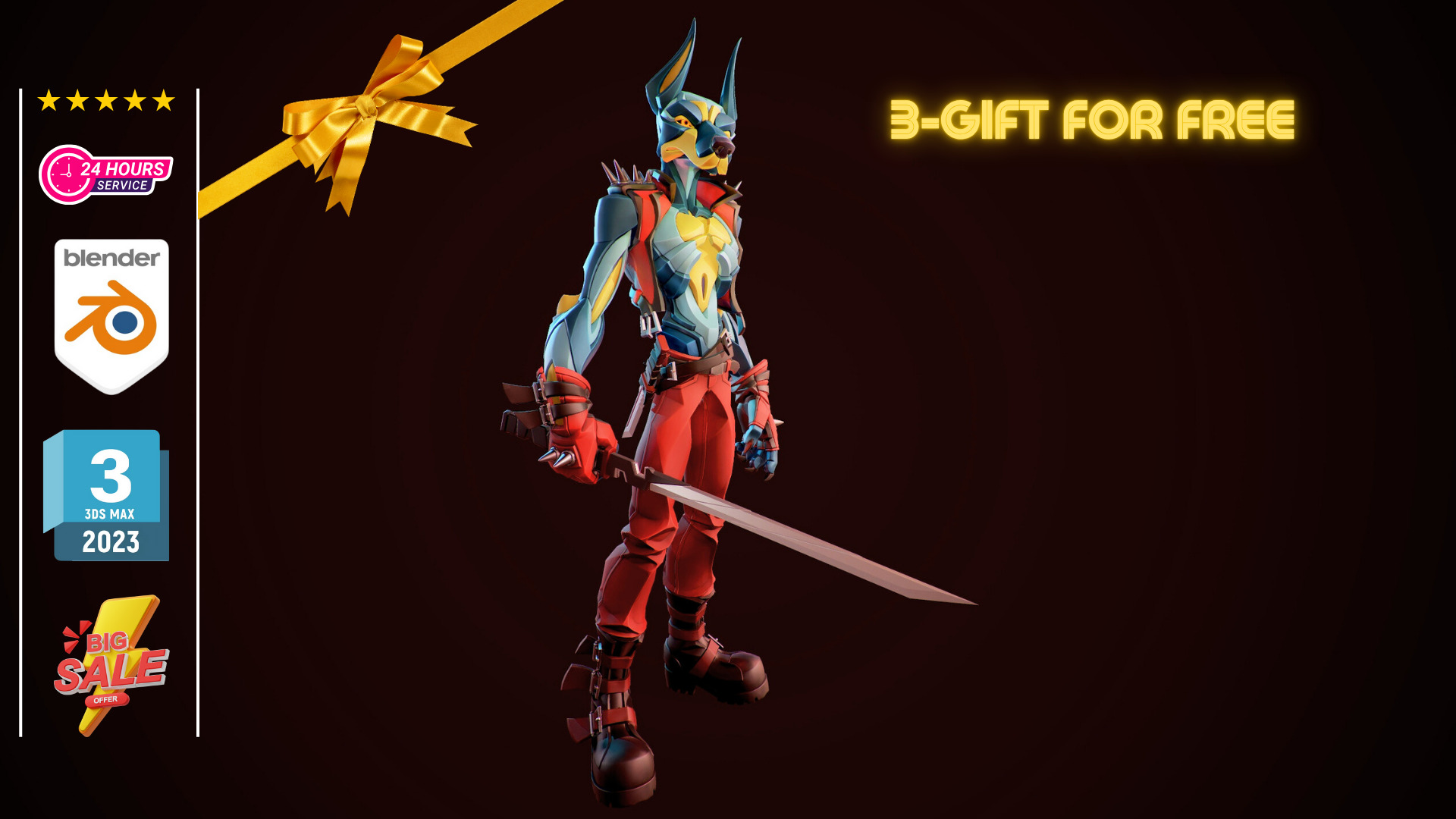 Crystal Mage T pose plus 3 gift Low-poly 3D model_4