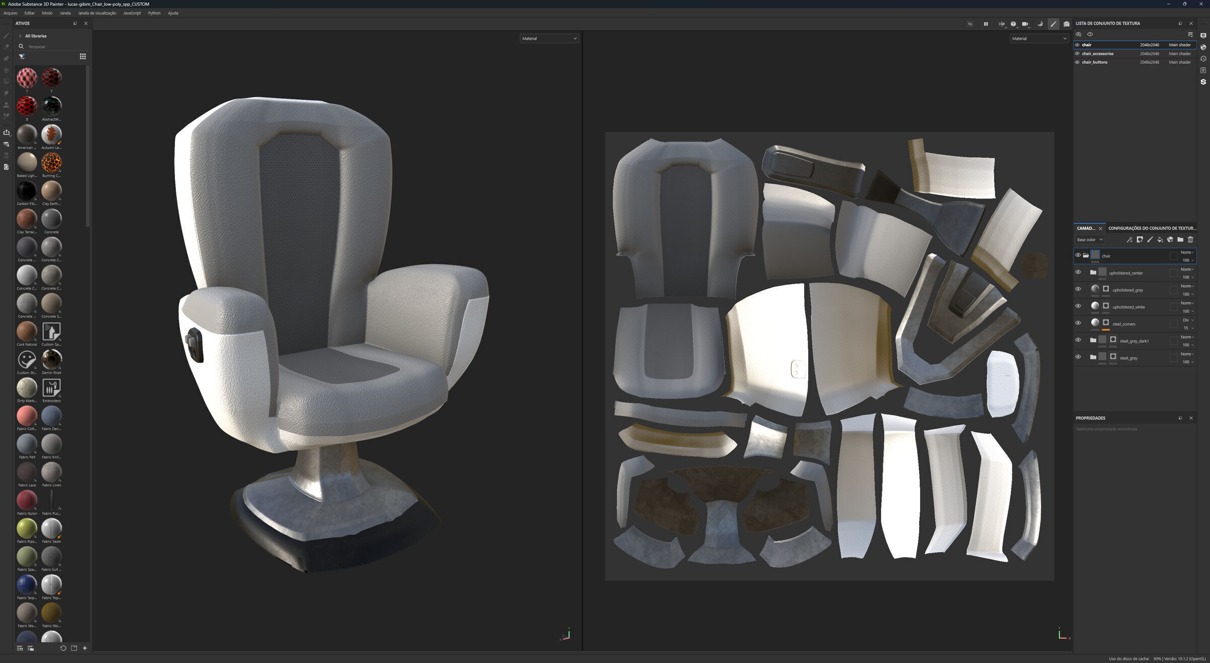 Upholstered Swivel Chair - Basic Plan Low-poly 3D model_15