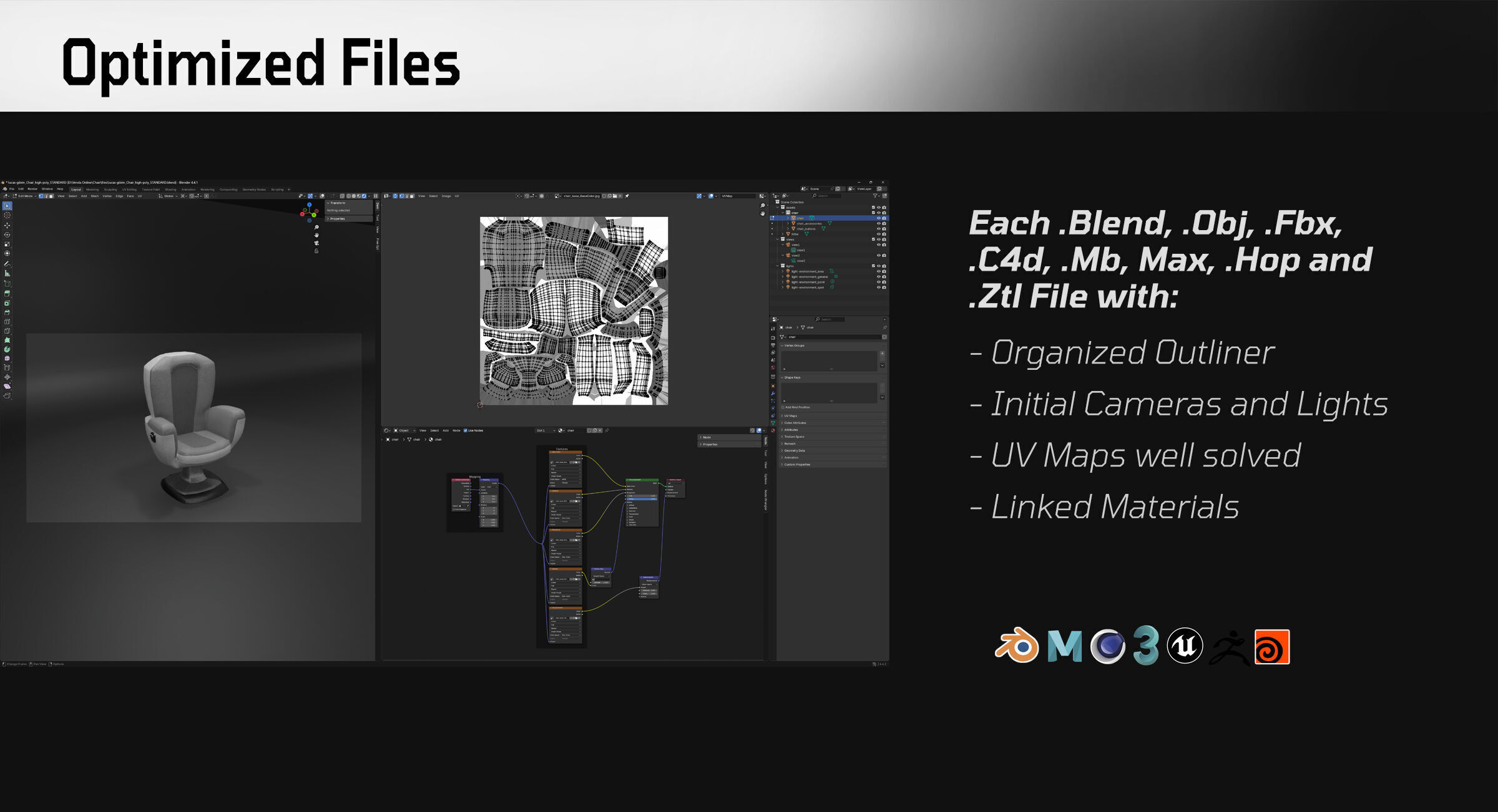 Upholstered Swivel Chair - Basic Plan Low-poly 3D model_5