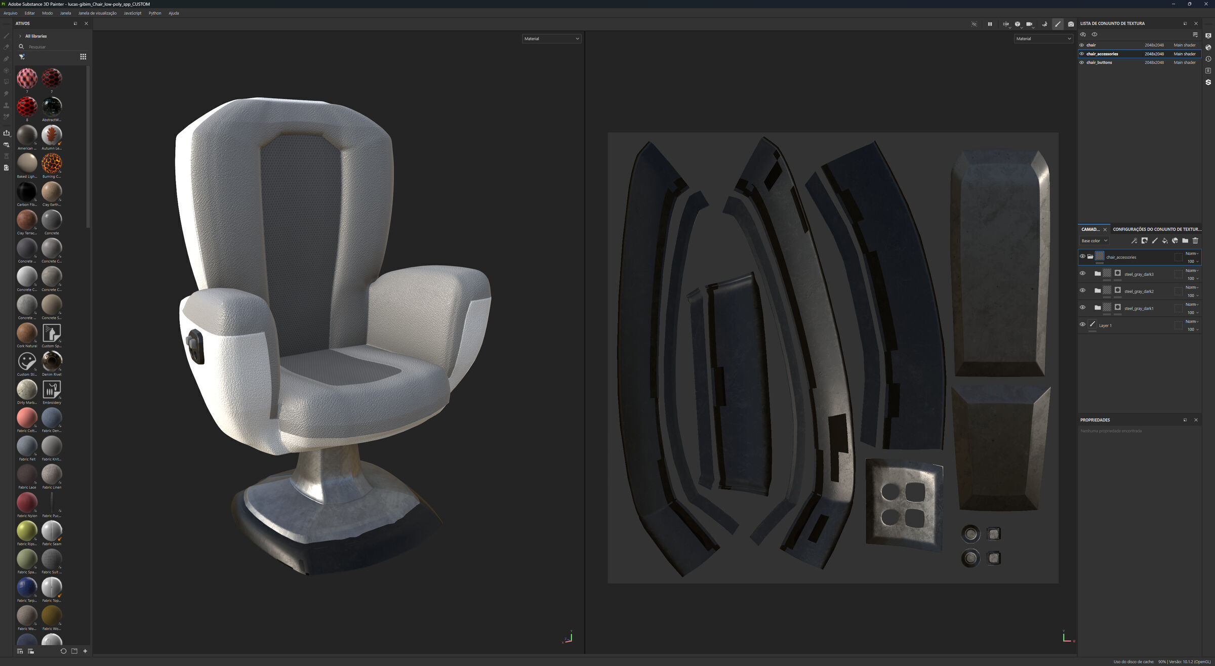 Upholstered Swivel Chair - Basic Plan Low-poly 3D model_16