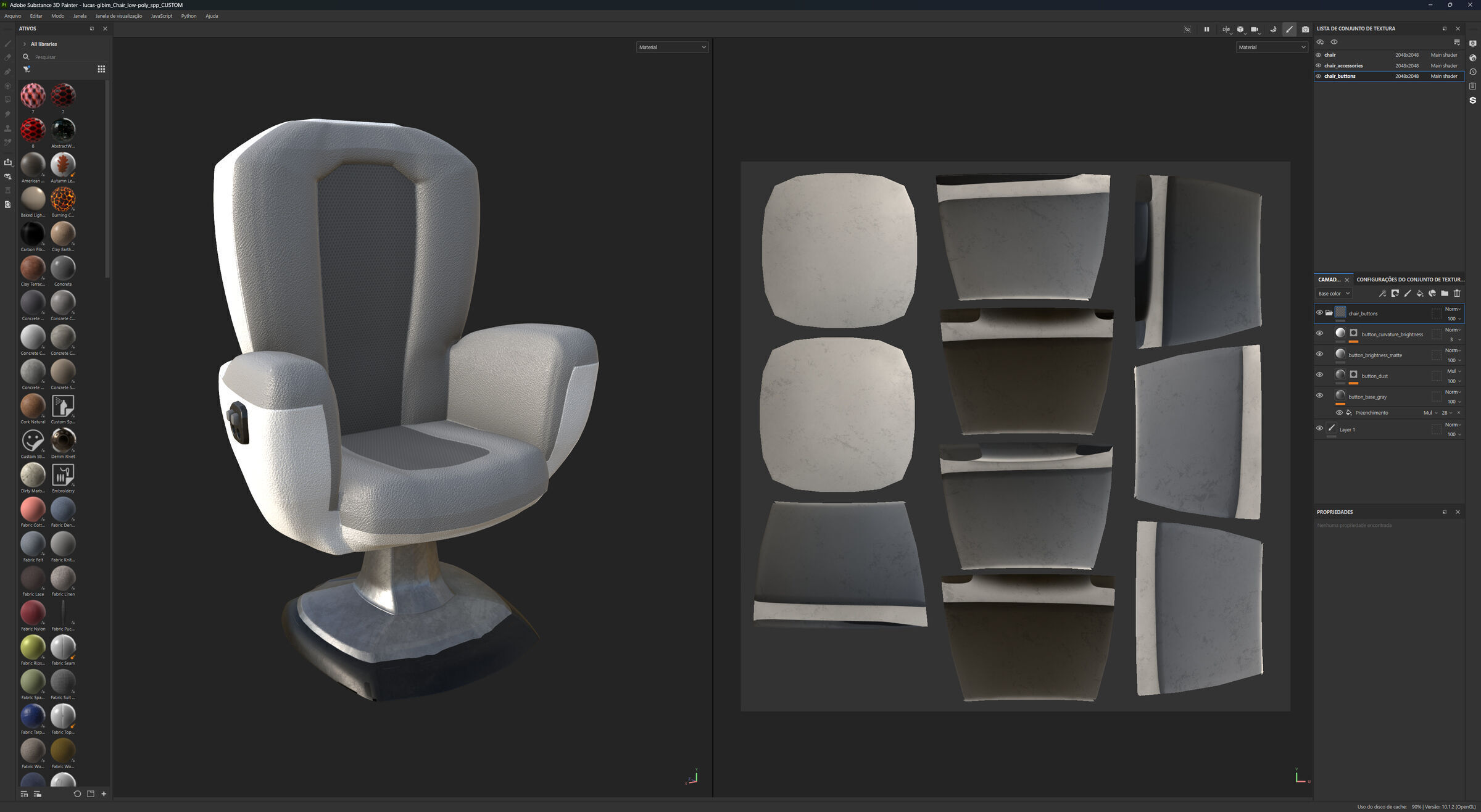 Upholstered Swivel Chair - Basic Plan Low-poly 3D model_17