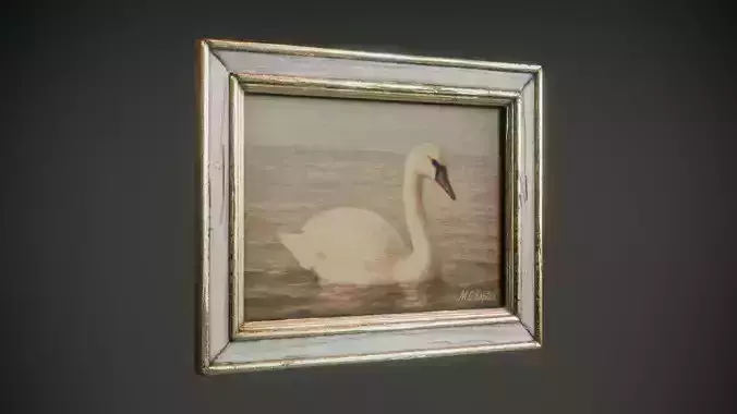 Small Vintage Frame and Painting Low-poly 3D model