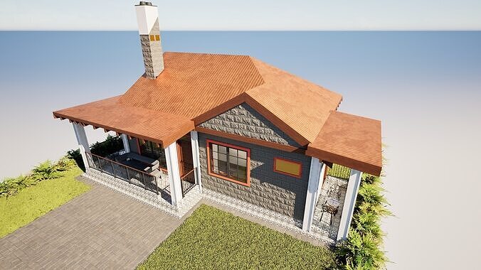 Small House Interior  Exterior Low-poly 3D model