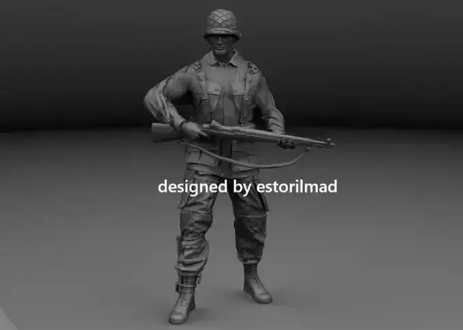 WW2 AMERICAN PARATROOPER 101 CARENTAN PATROL 3D print model