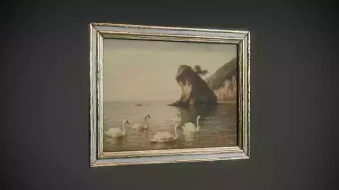Large Vintage Frame and Painting Low-poly 3D model