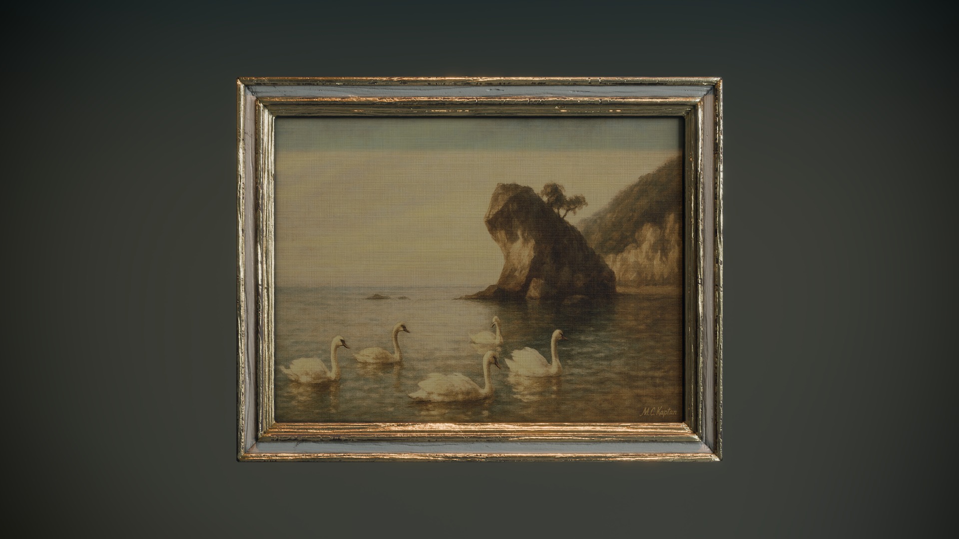 Vintage Framed Painting Set 3D Model Collection_4