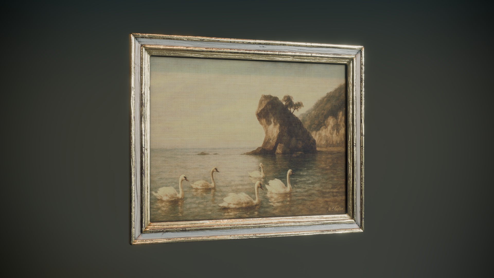 Vintage Framed Painting Set 3D Model Collection_1