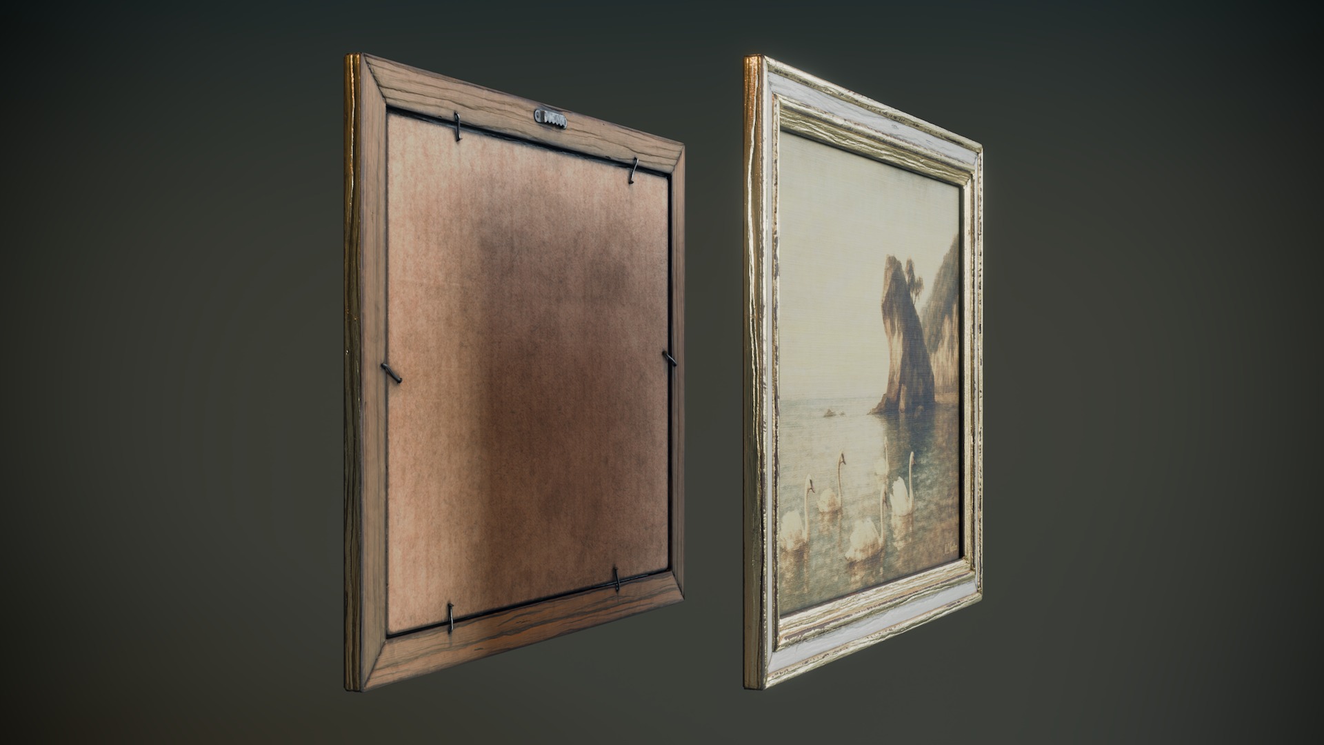 Vintage Framed Painting Set 3D Model Collection_3