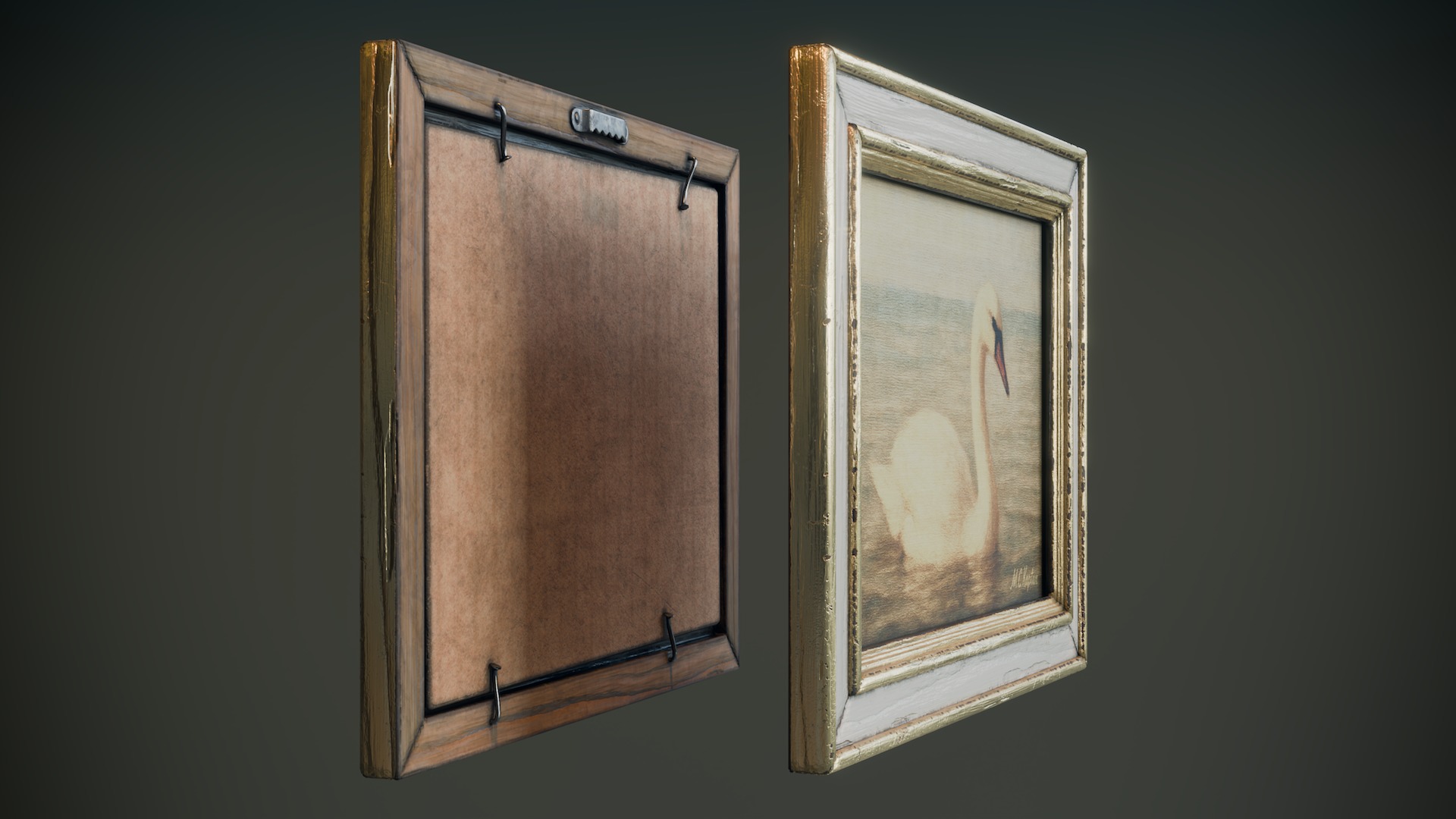 Vintage Framed Painting Set 3D Model Collection_11