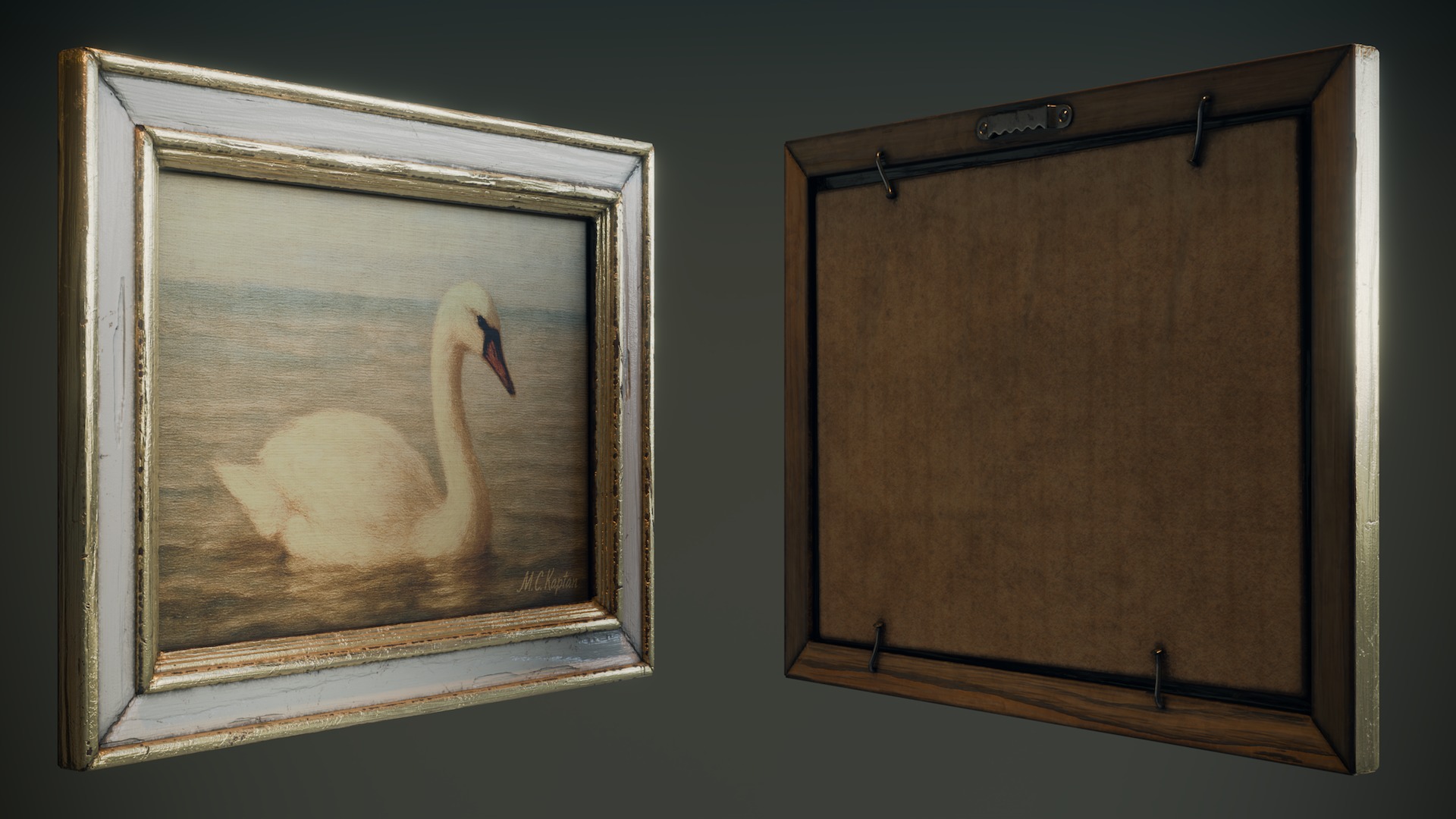 Vintage Framed Painting Set 3D Model Collection_14