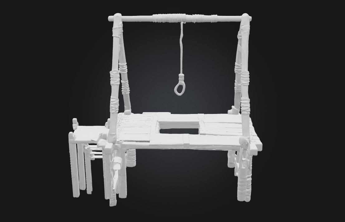 Gallows Structure Grim Reminder of Justice Past 3D model_7