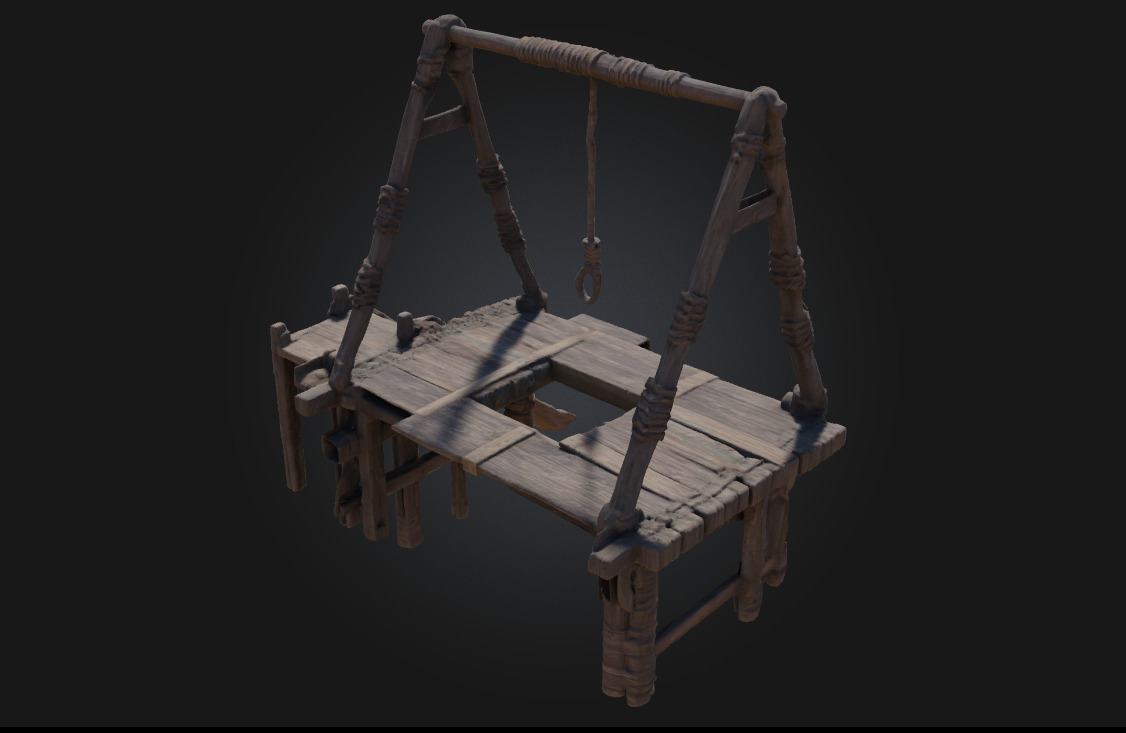 Gallows Structure Grim Reminder of Justice Past 3D model_2