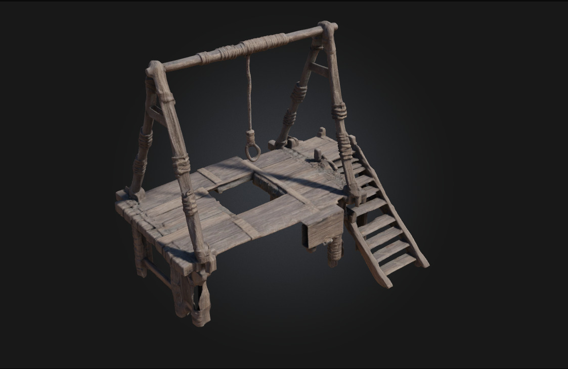 Gallows Structure Grim Reminder of Justice Past 3D model_1