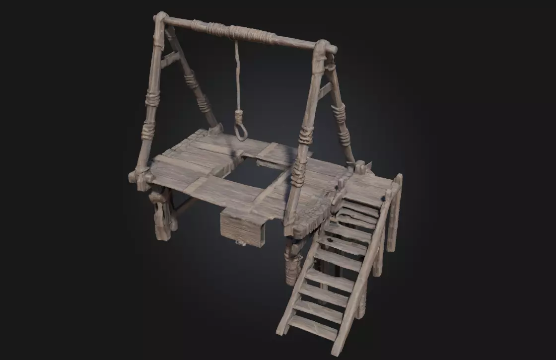 Gallows Structure Grim Reminder of Justice Past 3D model_0