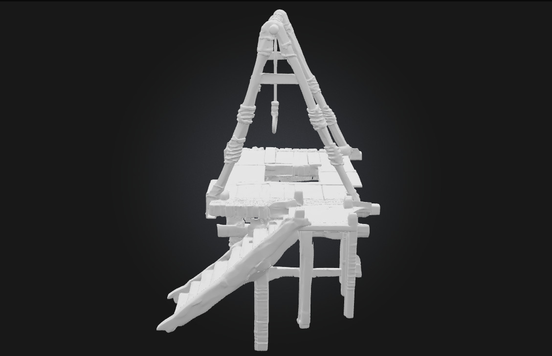Gallows Structure Grim Reminder of Justice Past 3D model_6