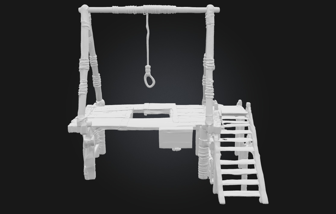 Gallows Structure Grim Reminder of Justice Past 3D model_5