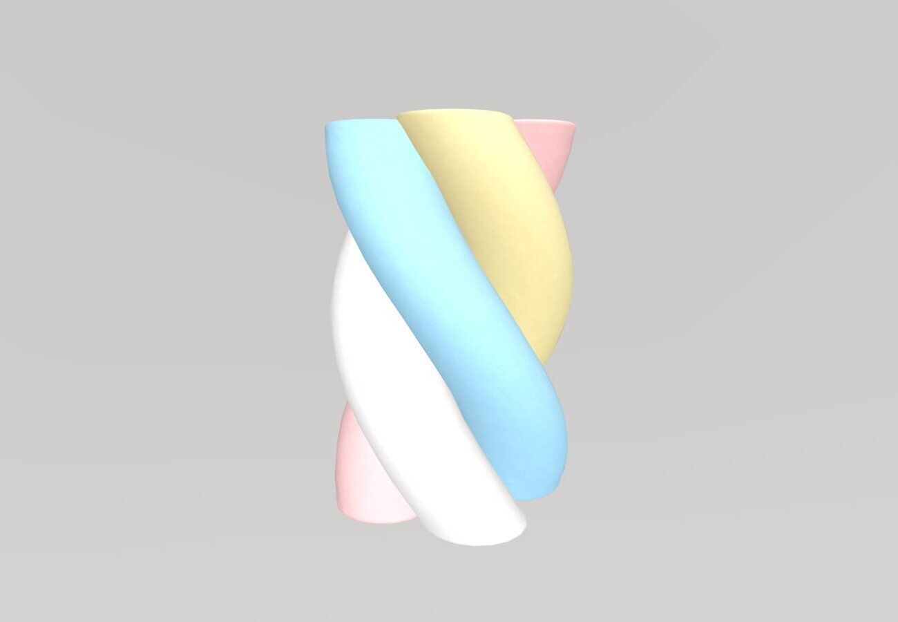 Stylized Low-Poly Twisted Marshmallow Low-poly 3D model_3