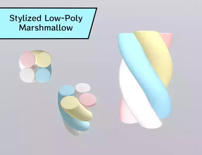 Stylized Low-Poly Twisted Marshmallow Low-poly 3D model Stylized Low-Poly Twisted Marshmallow Low-poly 3D model