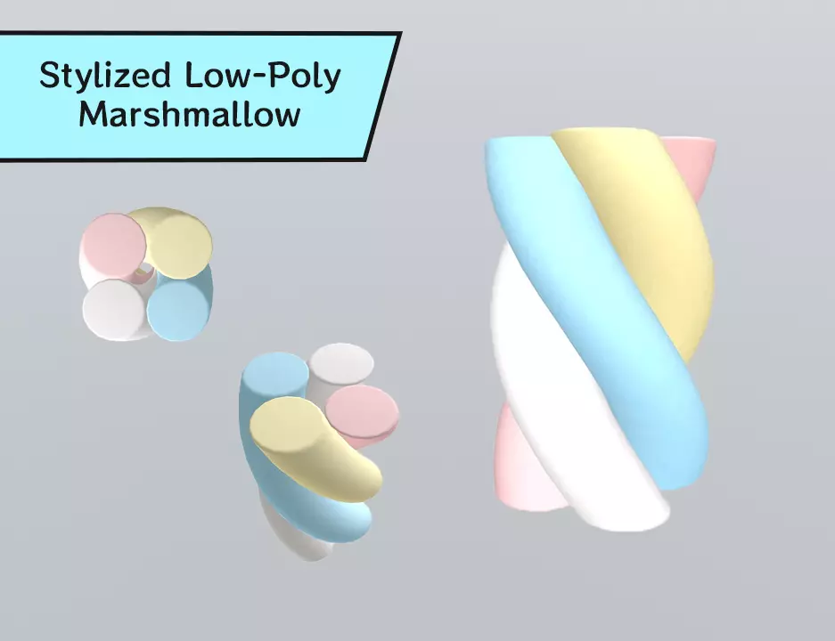 Stylized Low-Poly Twisted Marshmallow Low-poly 3D model_0