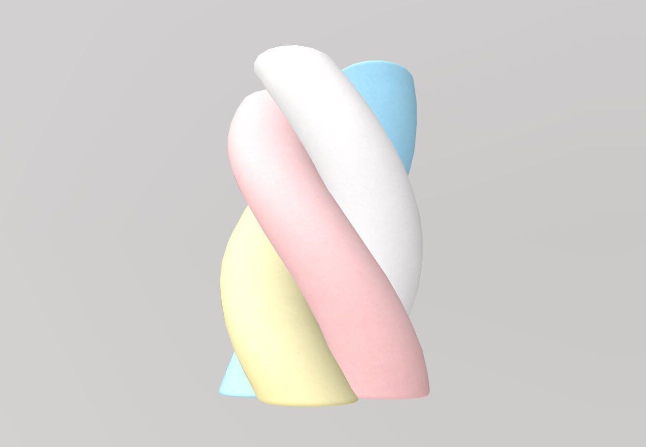 Stylized Low-Poly Twisted Marshmallow Low-poly 3D model_2