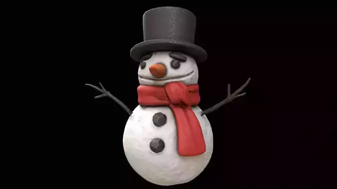 Snowman PBR Low-poly 3D model