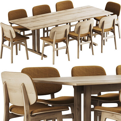Design Within Reach Soborg Dining Table and Chair 220x85cm 3D model