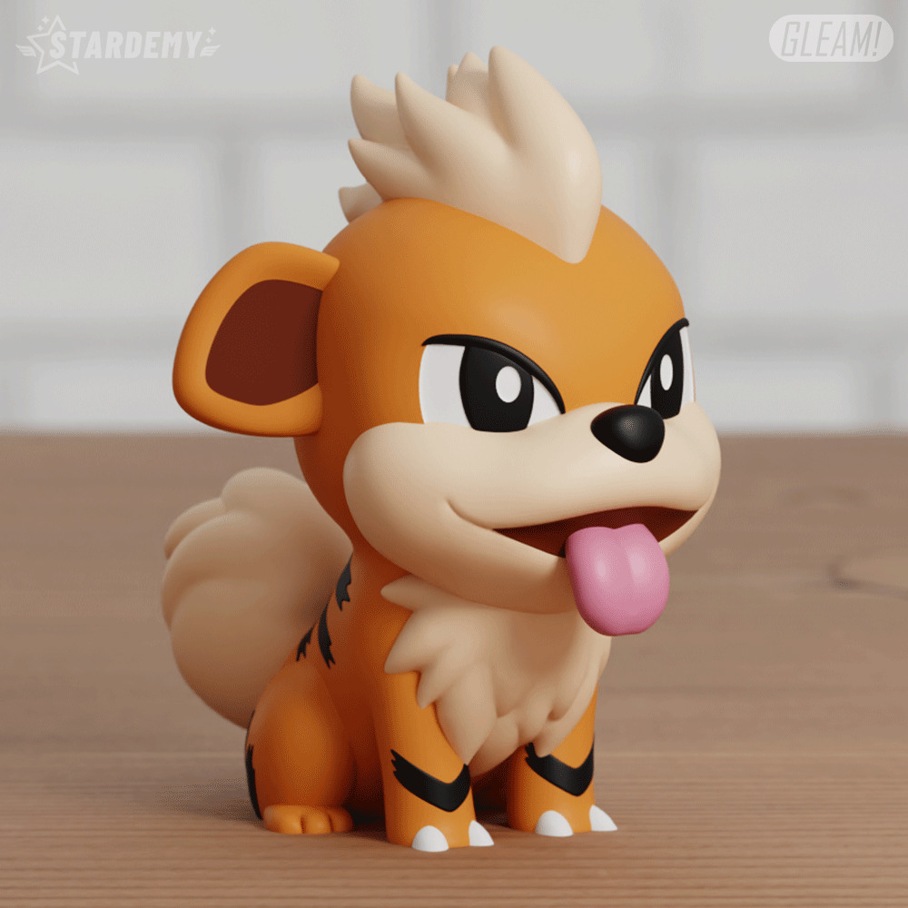 Growlithe Chibi 2 Models Pokemon Fanart 3D print model_6