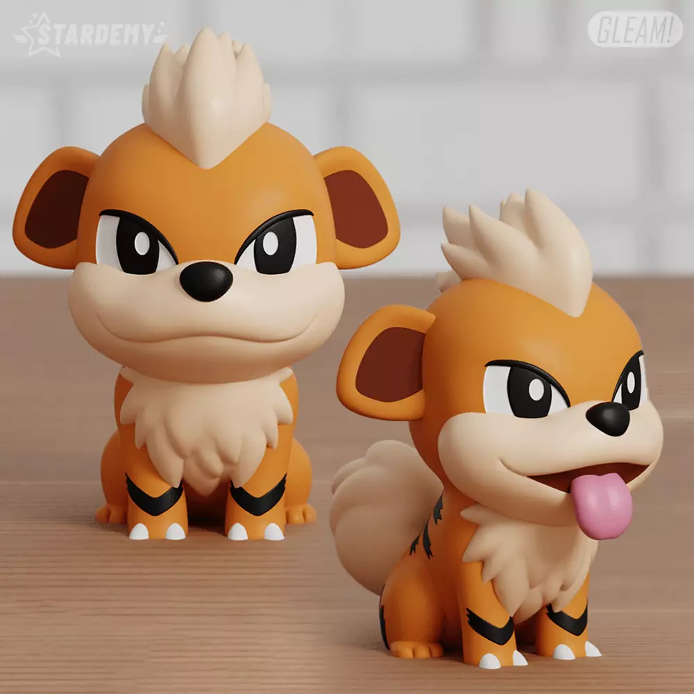 Growlithe Chibi 2 Models Pokemon Fanart 3D print model_0