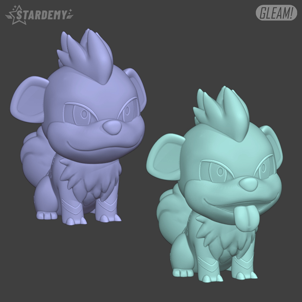 Growlithe Chibi 2 Models Pokemon Fanart 3D print model_1