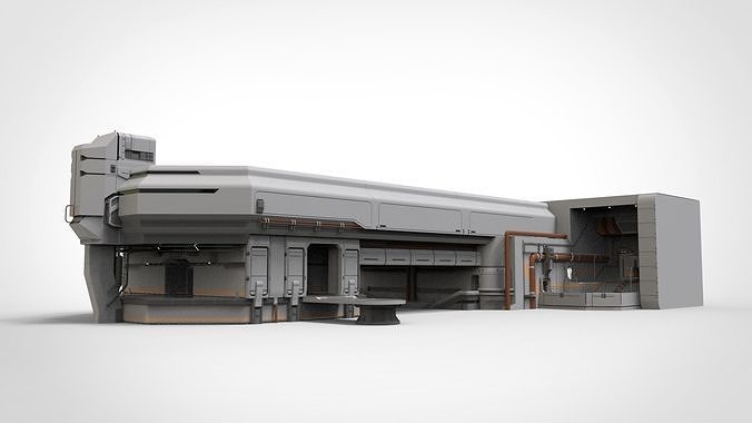 Complex 3 futuristic building 3D model 4