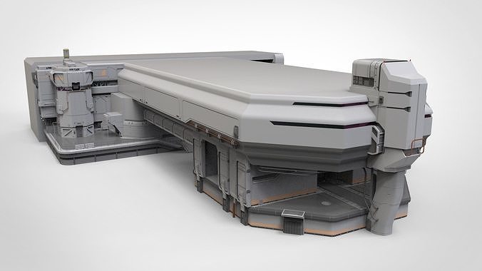 Complex 3 futuristic building 3D model 2