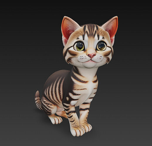 Optimized Low-Poly Kitten 3D Model UE5- Unity Real-Time Ready Low-poly 3D model