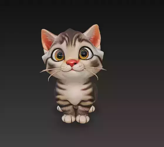 Optimized Low-Poly Kitten 3D Model UE5- Unity Real-Time Ready