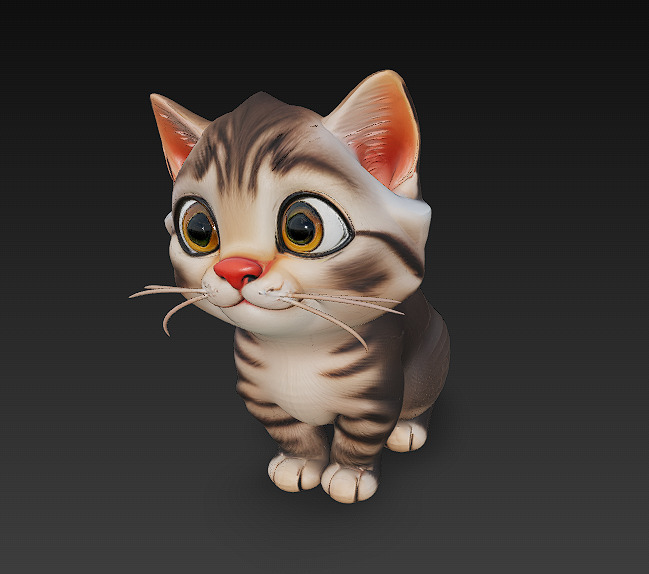 Optimized Low-Poly Kitten 3D Model UE5- Unity Real-Time Ready Low-poly 3D model_1