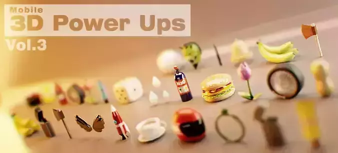 Mobile Power Ups Vol 3 Low Poly Set Pack Low-poly 3D model