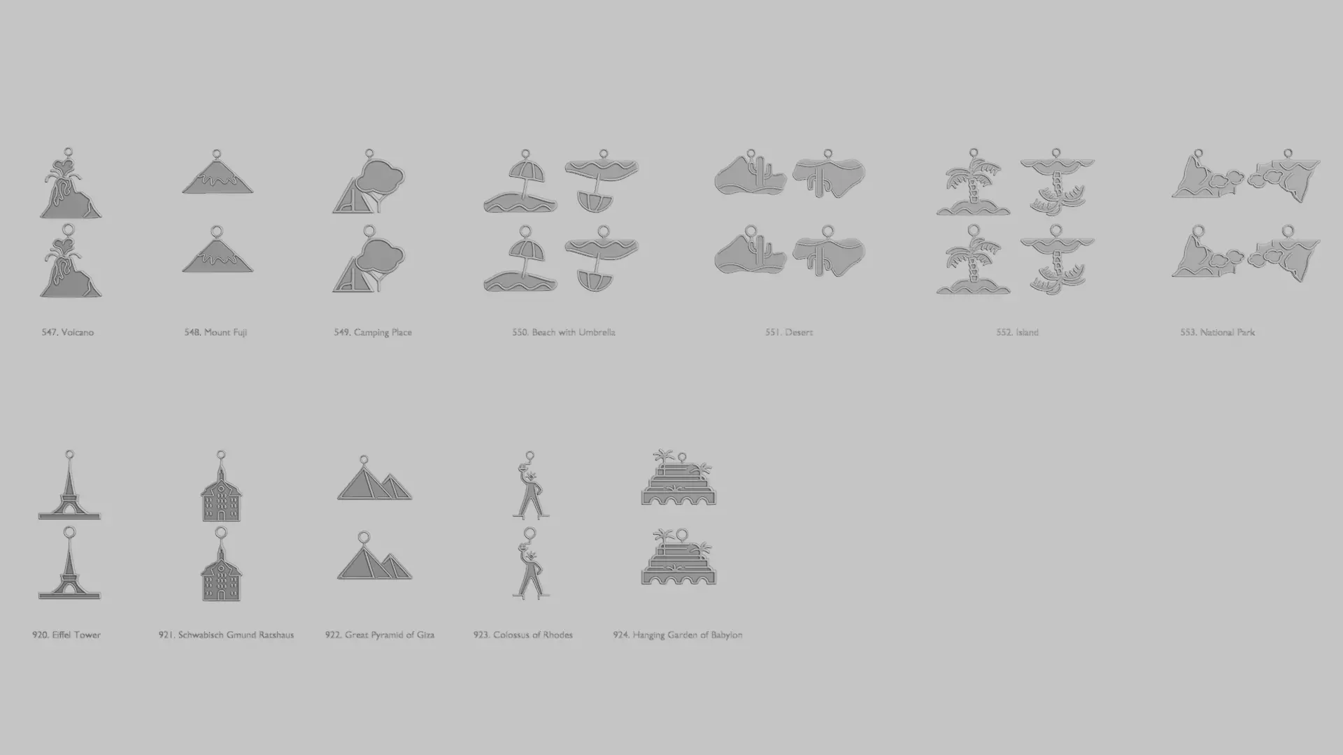 World and Places Pendant Pack 3D print model_0