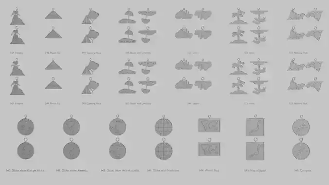 World and Places Pendants Pack Original Blend STL Collection 3D print model