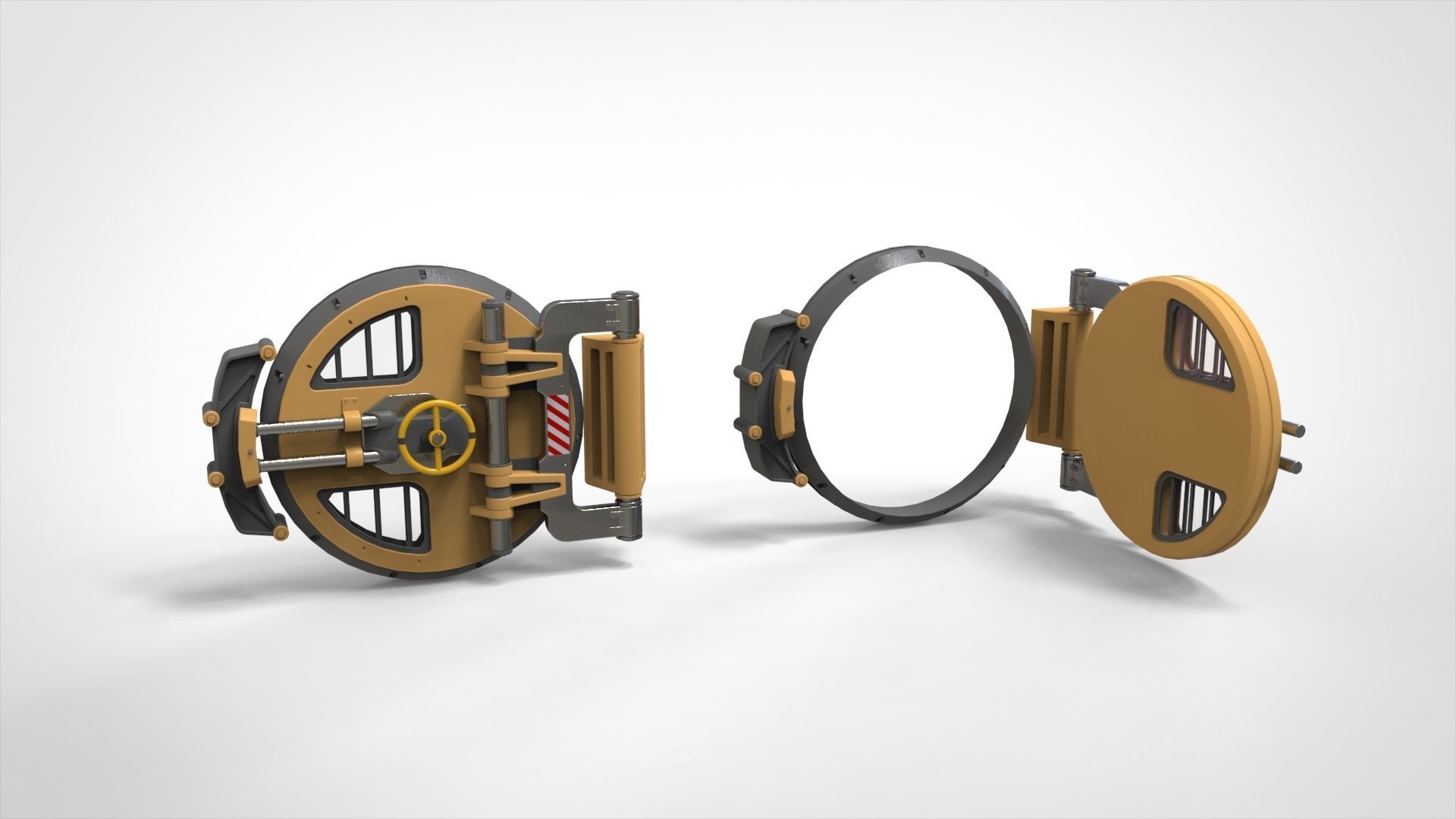 sci fi hatch 1 3D model_2