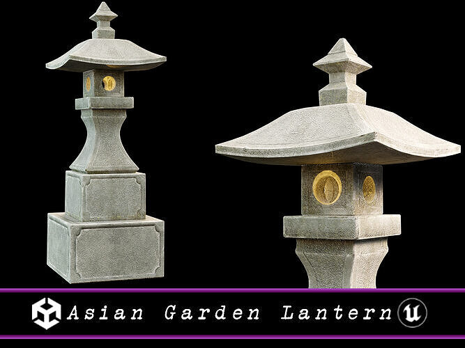 Asian Garden Lantern  Low-poly 3D model