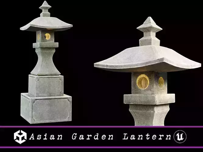 Asian Garden Lantern  Low-poly 3D model